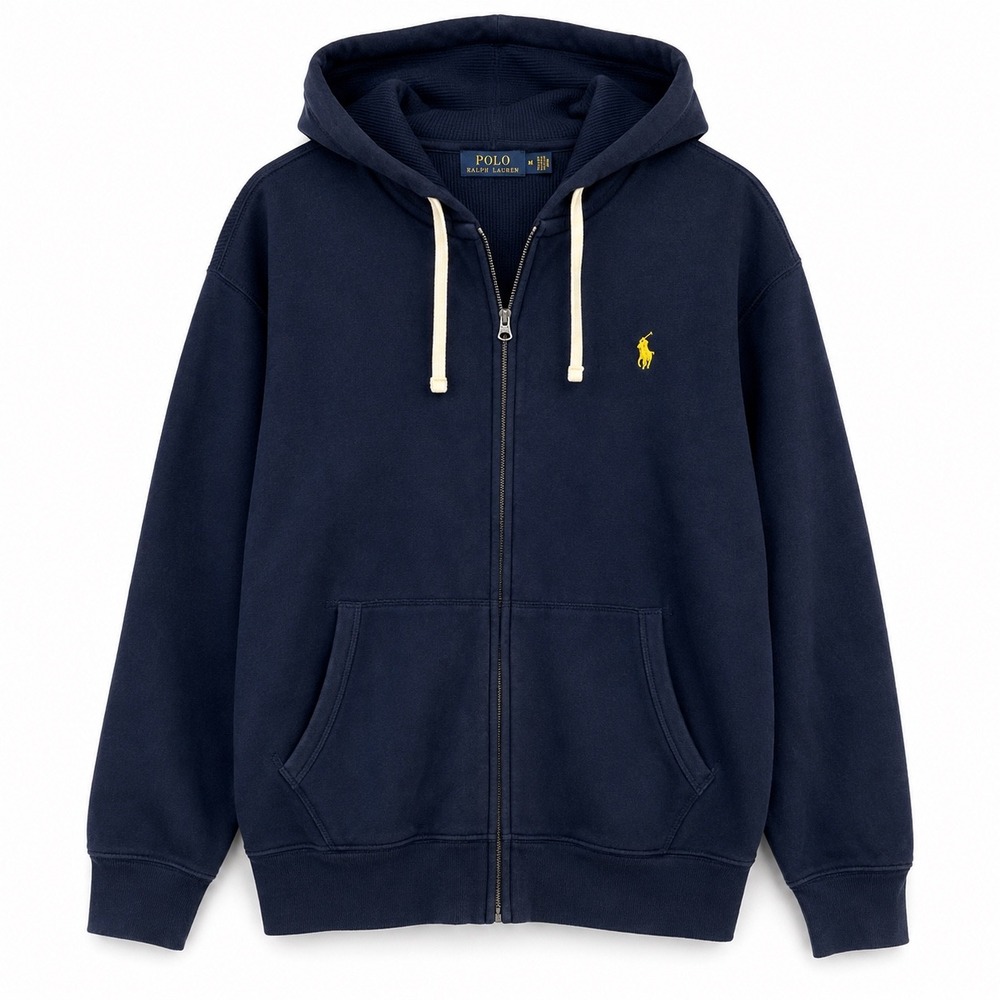 Polo Ralph Lauren Hoodie Full Zip Waffle Knit Mens 5XB Navy Blue Pony Preppy OG